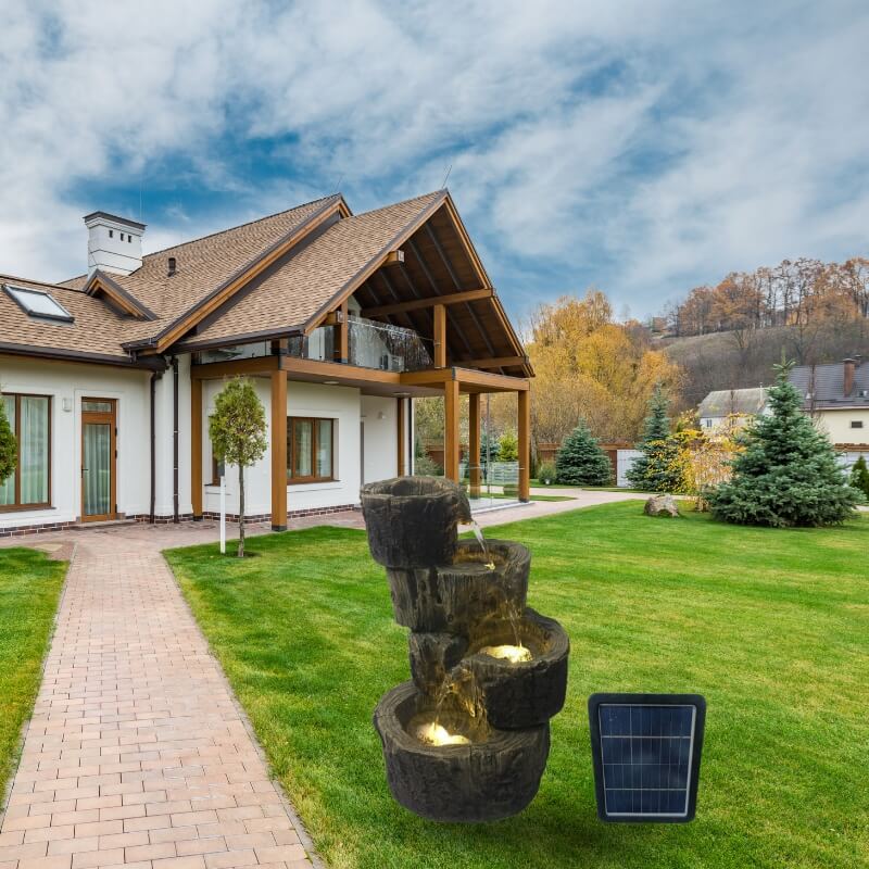 Dekorační fontána v dřevěném a elegantním stylu